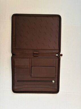 Coach Brown Leather Full Zippered Portfolio Notebook